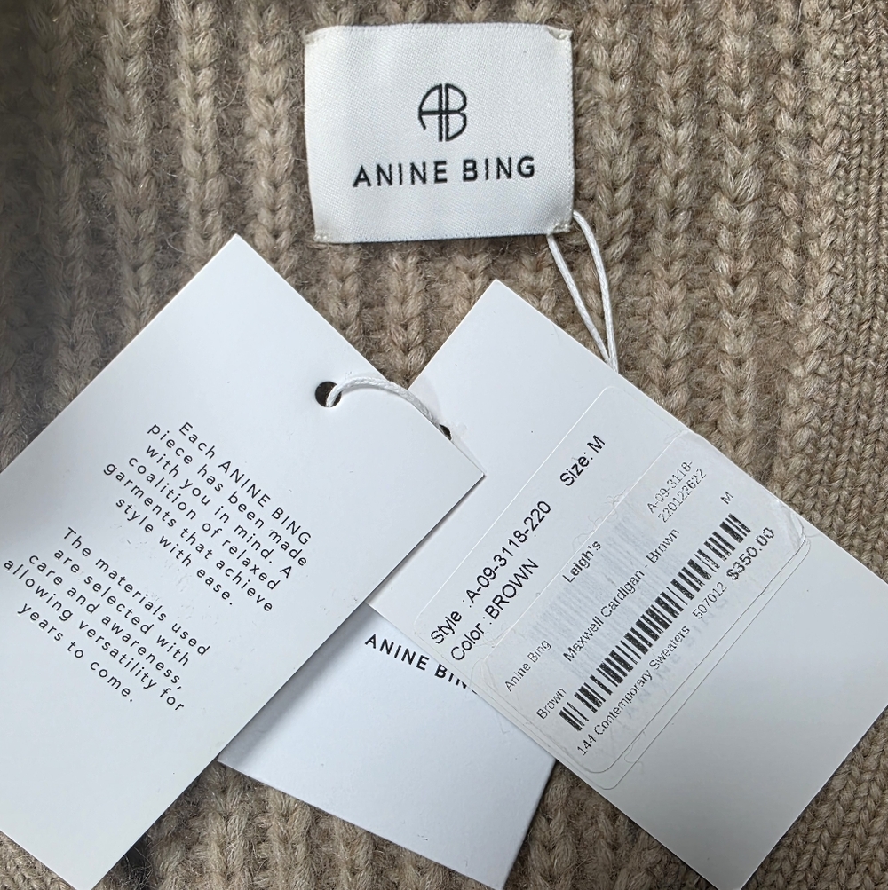 Anine Bing Maxwell rib-knit cardigan NWT Size M - Picture 8 of 9